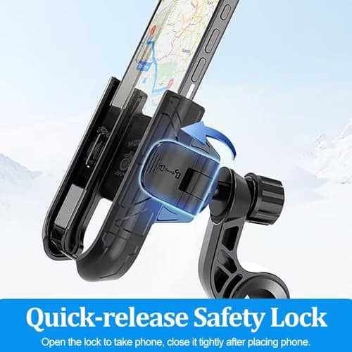 Bike Phone Holder, 360°Rotatable Phone Mount, Quick Release/Install, Secure Lock, Hook, 20-33mm Handlebar Fit, Shockproof Anti-Slip for Bicycle Motorbike E-Scooter, for All Phones — view 5