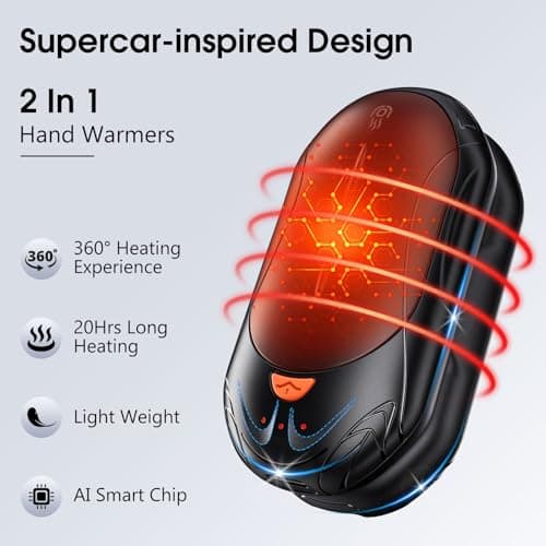 2-Pack Hand Warmer Rechargeable 6000mAh OUTJUT Portable Pocket Warmer 3 Heating Modes USB Electric Split Rechargeable Hand Warmer Suitable for Outdoor Sports, Camping, for Reno Patients — view 2
