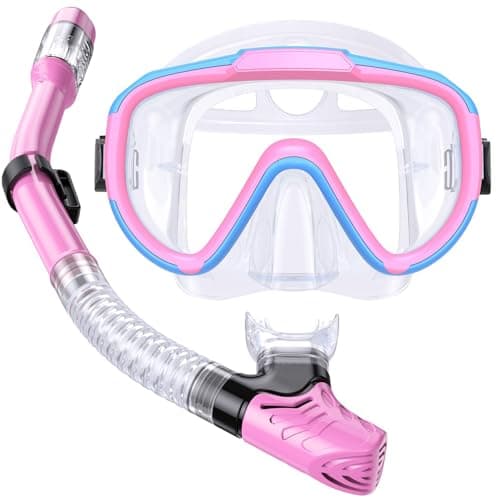 Lealinga Snorkel Set Adult Kid Panoramic View Snorkel Mask with Travel Bag