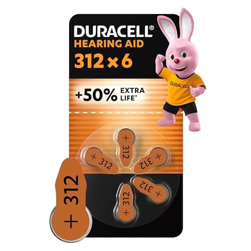 DURACELL Hearing Aids Batteries Size 312 (6 Pack) 1.45V, PR41