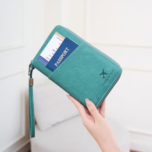 Toctax Passport Holder Travel Wallet for Family, RFID Passport Wallet Travel Document Holder for Men and Women (Blue) — view 3