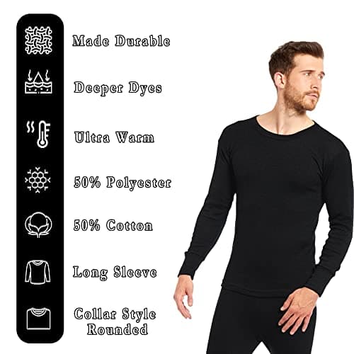 Heatwave® Pack of 2 Men's Thermal Long Sleeve Top, Warm Underwear Baselayer, S M L XL XXL Thermals, Large Black — view 5