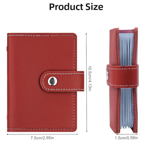 OSDUE Credit Card Holder for Women Men, Slim RFID Blocking Debit Card Wallet Soft PU Leather ID Bank Card Case with 26 Thickening Card Slots Travel Business Card Case (Red) — view 2