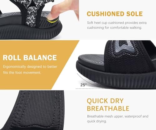 KuaiLu Womens Orthotic Recovery Walking Arch Support Sandals Black 7 — view 6