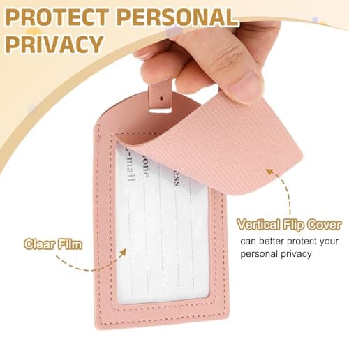 sourcing map Initial Luggage Tag, PU Leather Embroidered Letter (Pink A) — view 3