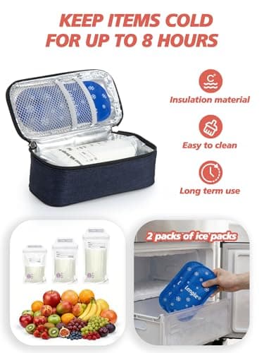 Leng Ke Breastmilk Cooler Bag - Breast Milk Cooler Travel Bag with Temperature Display, Insulated Breastmilk Cooler Bag for Travel, Breastmilk Storage Bag for Daycare Travel Nursing Mom (Dark Blue) — view 4