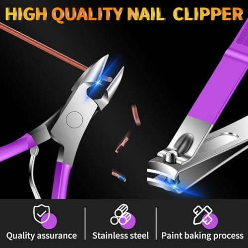 Manicure Pedicure Set - 16 Pcs Nail Clipper Set Professional Nail Grooming Tools Manicure Pedicure Kit, Nail Care Kit Idea for Men Women with Travel Case Purple — view 3
