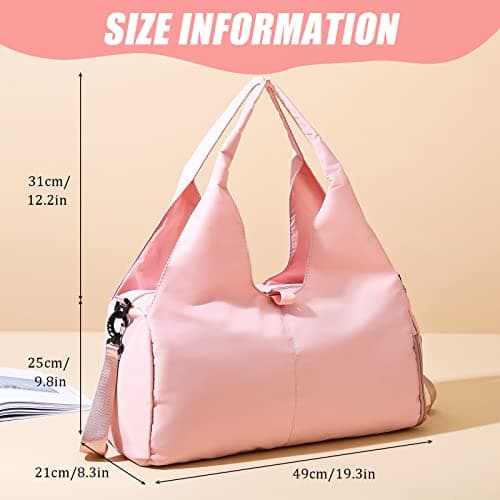 Gym Bag Womens, Yoga Mat Bag Sport Travel Bag with 2pcs Shoes Compartment, Waterproof Sports Gym Bag for Sport Travel Hiking (Pink) — view 2
