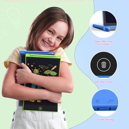 TECJOE 2 Pack LCD Writing Tablet, 10 Inch Colorful Doodle Board for Kids, Electronic Drawing Tablet Drawing Pads,Kids Travel Games Activity for Learning,Gifts for 3–6-Year-Old (Blue and Green) — view 2