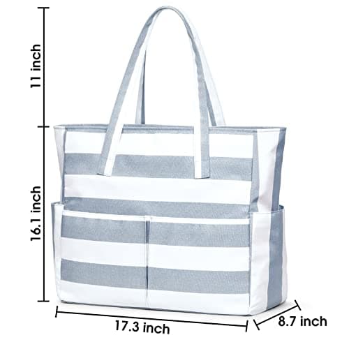 oscaurt Beach Bags for Women, Waterproof Beach Bag with 9 Pockets Large Capactiy Tote Bag with Zip Holiday Essentials for Women — view 6