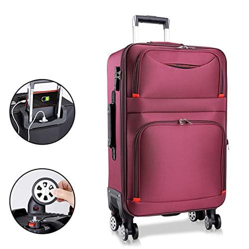 HLXB Large Capacity Luggage Suitcase Trolley, Flexible Spinner, high Density Oxford Fabric with USB Rechargeable Port,Purple, Brown, Black — view 2