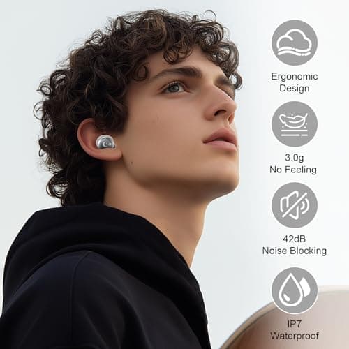 Wireless Earbuds with Smart Touch Screen, 2026 Mini Sleep Earbuds Bluetooth 5.4 Headphone In Ear with Noise Cancelling Mic, 48Hrs Playtime Hi-Fi Stereo Sound, 5 EQ Modes/IP7 Waterproof Ear Buds White — view 6