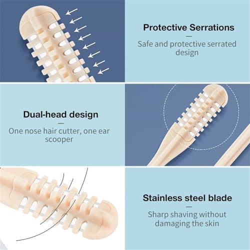 Beauty Tools 2 Upgraded 2 In 1 Nasal Hair 360° Rotating Nose Hair Trimmer With Ear Double Nose Hair Portable Nostril Hair Remover Tool For Men Women (2pcs) (Beige, 10cm) — view 4