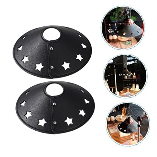 KONTONTY Leather Lamp Shade for Camping Lanterns, Small Black Pendant Lampshade Cover Set of 2, Outdoor Travel Hanging Light Shade for Tent and Hiking — view 3
