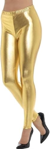 SXME MIGHT SAY Women's Metallic Leggings, Shiny Wet Look, Elasticated Waist, Stretch Pants (UK, Numeric, 8, 22, Regular, Regular, XXL (20-22), Gold) — view 5