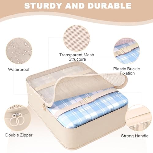 9 Set Packing Cubes for Travel, Suitcase Organizer Bags for Luggage (Cream) — view 5