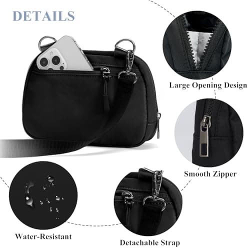 MAXTOP Black Small Crossbody Bags for Women with Detachable Strap Cross Body Bag Sling Cell Phone Purse for Travel Essentials — view 3