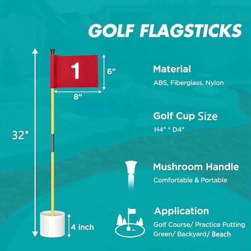 HH-GOLF Mini Golf Course For Beach Backyard Putting Game, 2X Adjustable Golf Putters, 2X Golf Flags & Putting Hole Cups, 2X Golf Balls, 1x Digger and Travel Bag — view 3