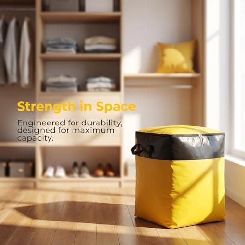 Extra Large Heavy-duty Moving & Storage Bags With Handles - Reusable, Foldable Comforter & Garment Carrier For Easy Transportation And Organization Orange 140L (20 × 16 × 28 in) — view 4