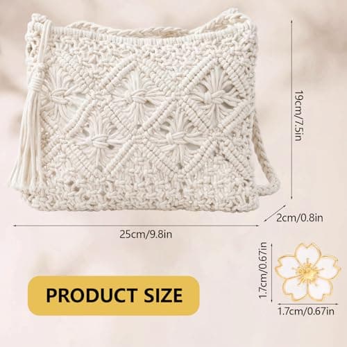 Tniytru Straw Bag Set with Shell Keychain, Woven Beach Bag for Women, Summer Holiday Handbag, Crochet Straw Tote — view 3