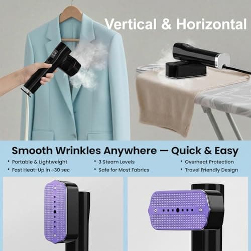 Lyntric Handheld Travel Steamer, 2.1 m Cord, 100 ml Tank — view 4