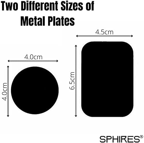 sphires 6 Pack Metal Plate for Magnetic Phone Car Mount 3 X Round and 3 X Rectangular Metal Plate for Car Magnetic Phone Holder — view 2