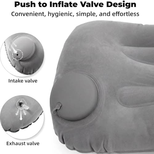 ZeBQrphio Inflatable Pillows for Camping, Camping Pillows for Adults, Inflatable Pillow for Travel, Lightweight Gray Inflatable Travel Pillows with Storage Bag for Outdoor Adventures — view 3