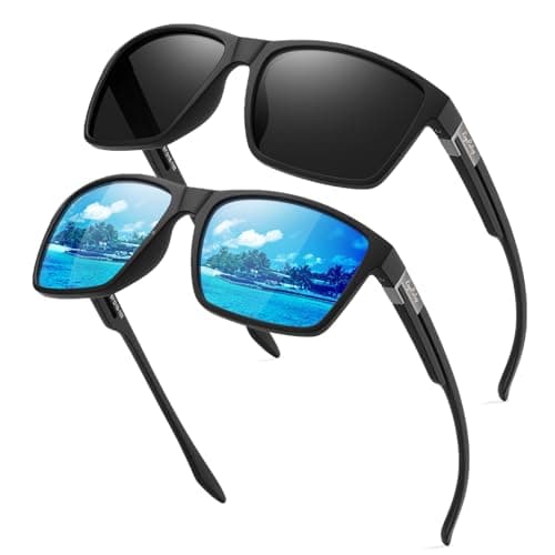 Rayruling Polarized Sunglasses Men Women, Sport Sunglasses Men Black, Retro TR90 Ultralight Frame, UV400 HD Golf/Driving/Fishing/Travel Glasses/Outdoor Sports Fashion