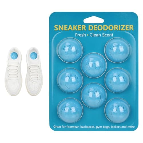 Upgrade 8 Pack Shoe Deodorizer Balls, Reusable Rotatable Sneaker Odor Eliminator Balls for Gym Bags Closets, Blue, One Size