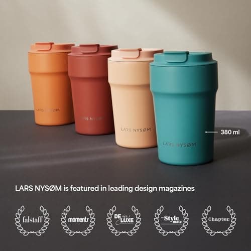 LARS NYSØM Coffee Cup Travel Mug 380ml - Coffee Travel Mug Leakproof Lid — view 5