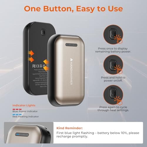 Fitabok Hand Warmers Rechargeable 2 Pack - 6000mAh Magnetic Electric Hand Warmer with 3 Heat Up to 55°C, USB-C Charging, Pocket Heater for Outdoor, Camping, Raynauds — view 5