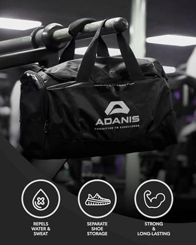 Adanis Gym Duffle Bag for Men & Women – Water-Repellent Sports Bag with Multiple Compartments, Breathable Side Mesh Pockets, Heavy Duty Zippers, Built for Every Workout – 50×30×25 cm — view 2