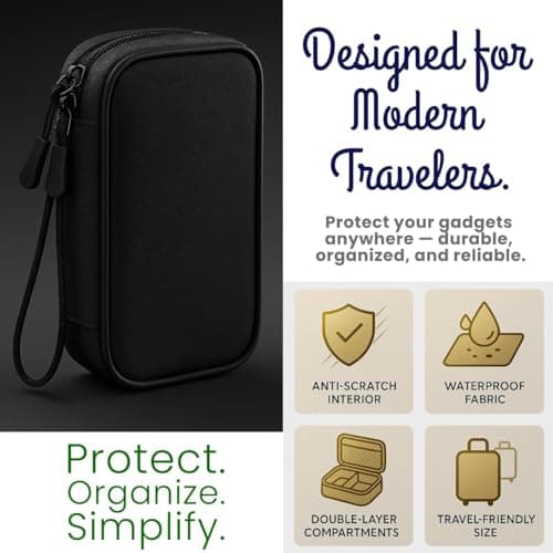 Electronic Organiser Travel Case with Cable Protectors, Compact Tech Pouch for Cables, Chargers & Small Gadgets — view 4