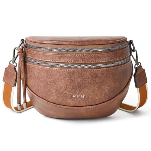 LATMAP Crossbody Sling Bags For Women Bum Purses Handbags Go Free Cross Body Fanny Packs For Woman Mon Shoulder Bag Brown