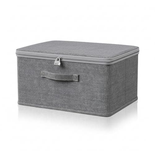 Doukesh Storage Box with Lock, Storage Boxes With Lids Fabric,Combination Lock Box, Fabric Closet Organizer for Clothes, Jeans, T-shirts, Quilts, Sweater (45x35x26cm)