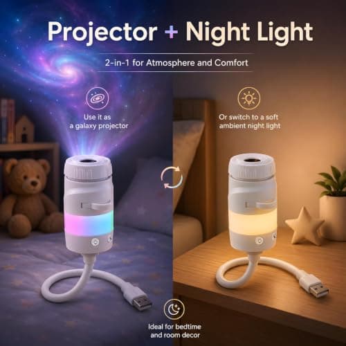 ZCMLED Galaxy Projector Night Light, 2 in1 USB Portable Star Projector — view 3