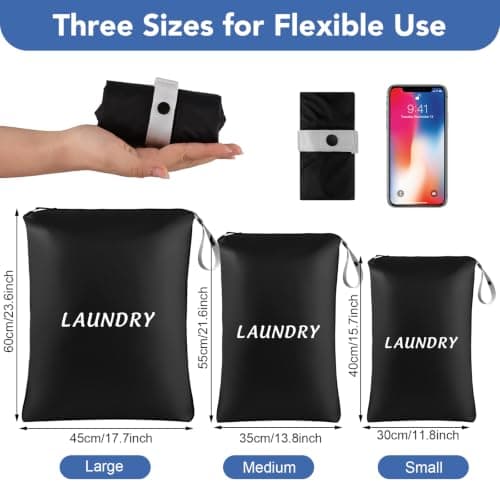 Dntorx 3 Pack Waterproof Travel Laundry Bags with Handle, Wet Bags, 3 Sizes — view 2