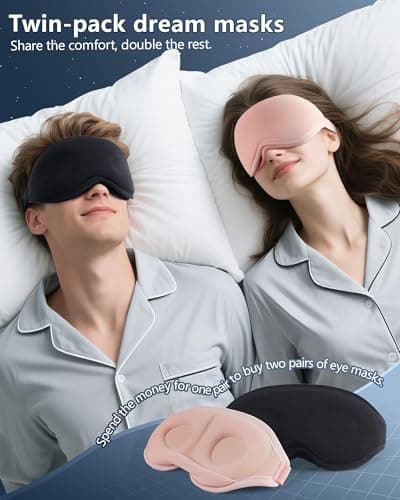 Aosun Eye Mask, 2 Pack Super Soft 3D Eye Masks-100% Blackout Comfortable Eye Mask for Sleeping with Adjustable Straps-Our Aosun Sleep Eye Masks Suitable for Travel and Meditation — view 4