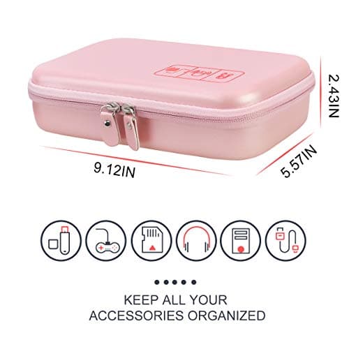 Canboc Hard Travel Electronic Organizer Case for MacBook Power Adapter Charger Cable Apple Magic Mouse Power Bank Apple Pencil USB Flash Disk SD Card Small Portable Accessories Tech Bag, Rose Gold — view 6