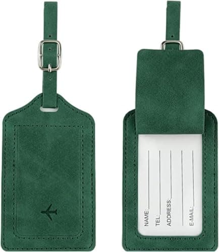 2Pcs PU Leather Luggage Tags with Privacy Flap