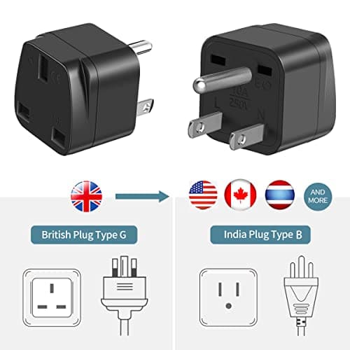 LUKELI 4 Pack UK to USA Plug Adaptor USA Travel Adapter US Plug Adapter UK to American USA, (Black 4 Pack) — view 3
