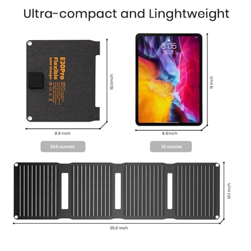 30W Solar Panel Portable Solar Charger QC3.0 18W USB-A/C for Cellphones — view 3