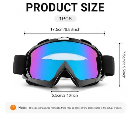 KUBDPQOR Ski Goggles with OTG Glasses Insert, HD Wide Vision Snow Goggles for Men & Women, Anti-Wind Dustproof Adjustable Goggles for Skiing, Cycling, Motocross & Outdoor Sports Black — view 3