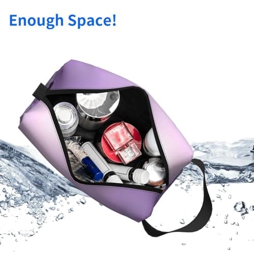 JaoXer Large Travel Cosmetic Bag â€“ Reusable Romantic Purple Lavender Print Dopp Kit for Toiletries, Portable Organizer for Men and Women, White, One Size — view 5