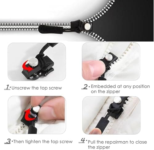 15 PCS Zip Repair Kit, 3 Sizes Zip Puller Replacement with 15 ZipPull Rope, Fix ZipPuller ZipSlider Replacement Zips Fix for Luggage, Backpacks, Jackets Zips Repair — view 4