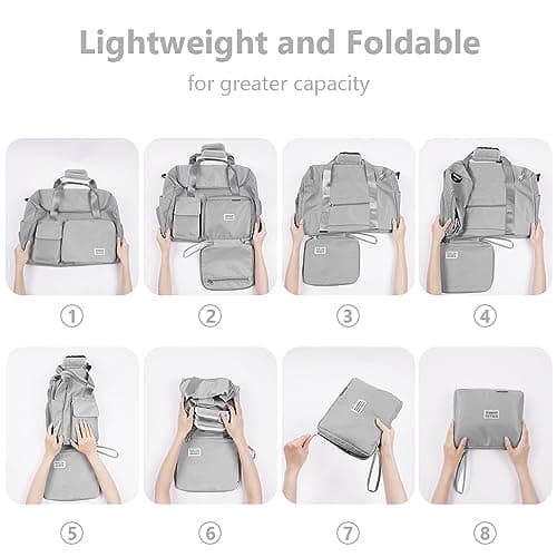 Flintronic Foldable Gym Duffel Bag - Lightweight Travel Overnight Weekend Holdall with Wet/Dry Separation - Grey — view 4