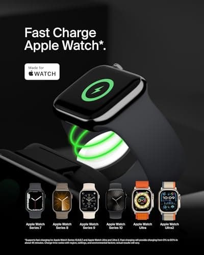Belkin BoostCharge Pro Foldable Qi2-Certified Wireless Charger 3-in-1 Magnetic Charging Travel Pad 15W - MagSafe-Compatible Portable Charger for iPhone 17, Air, 16, Pixelsnap, Apple Watch 11, AirPods — view 4