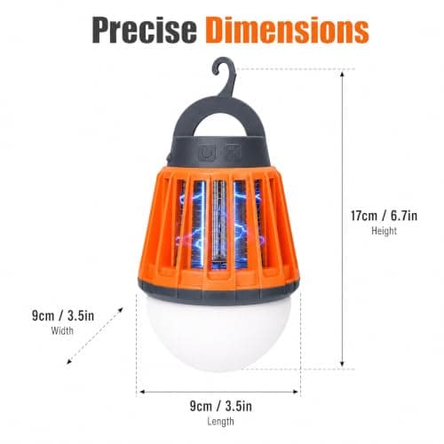 Yeepoo Camping Lantern & Mosquito Killer Lamp 2-in-1, USB Rechargeable Bug Zapper, IPX6 Waterproof LED Tent Light with Retractable Hook for Outdoor Fishing Garden Emergency Orange — view 6