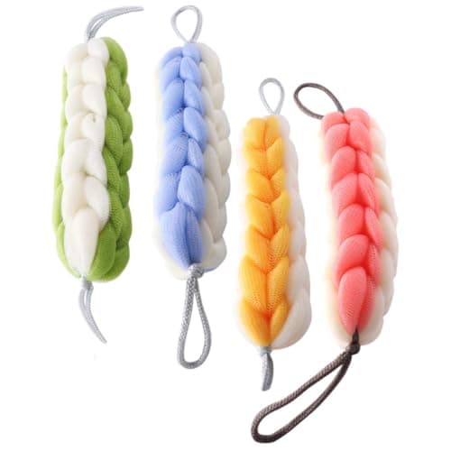 4pcs Back Scrubber Bath Shower Strip, PE Exfoliating Body Cleansing