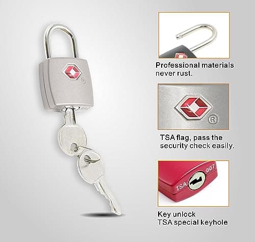 TSA Luggage Locks with Keys(4 Pack),Zinc Alloy Suitcase Padlocks with Key,Key Travel Locks,Small Locks with 8 Keys for Luggage,Travel Suitcase Bag,Laptop Bags etc — view 2